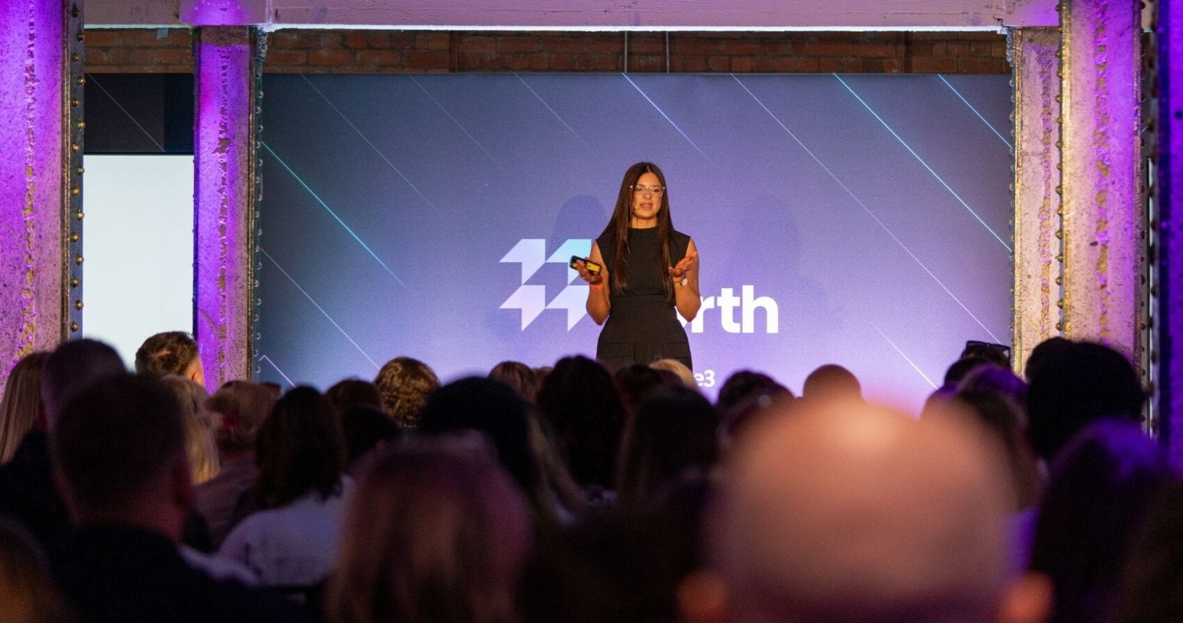 Speaker on stage at Up North