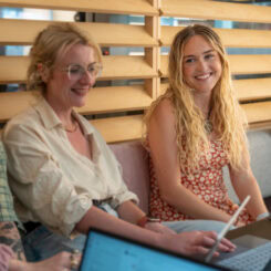 Rosa and Megan in Manchester office