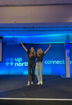 Charlie and Frankie on stage at Up North